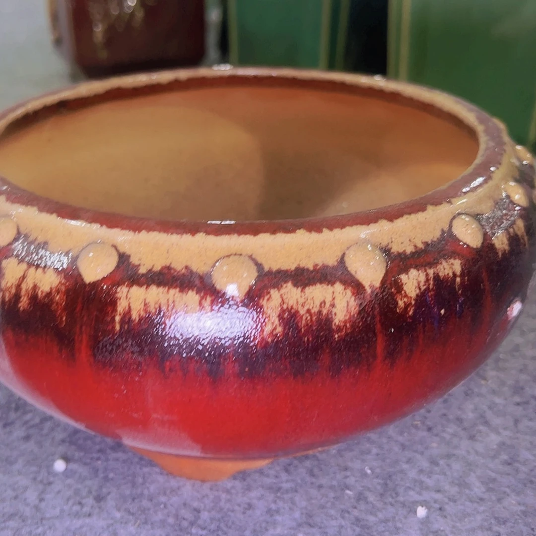 红陶正宗岭南石湾盆放漏