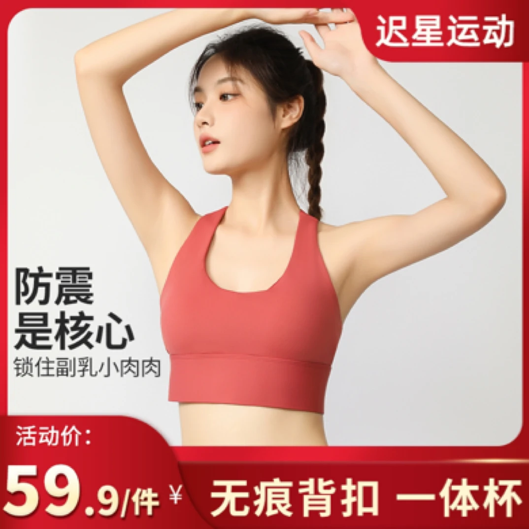 【九九专属】高强度聚拢收副乳一体罩杯文胸美背防震运动内衣50020