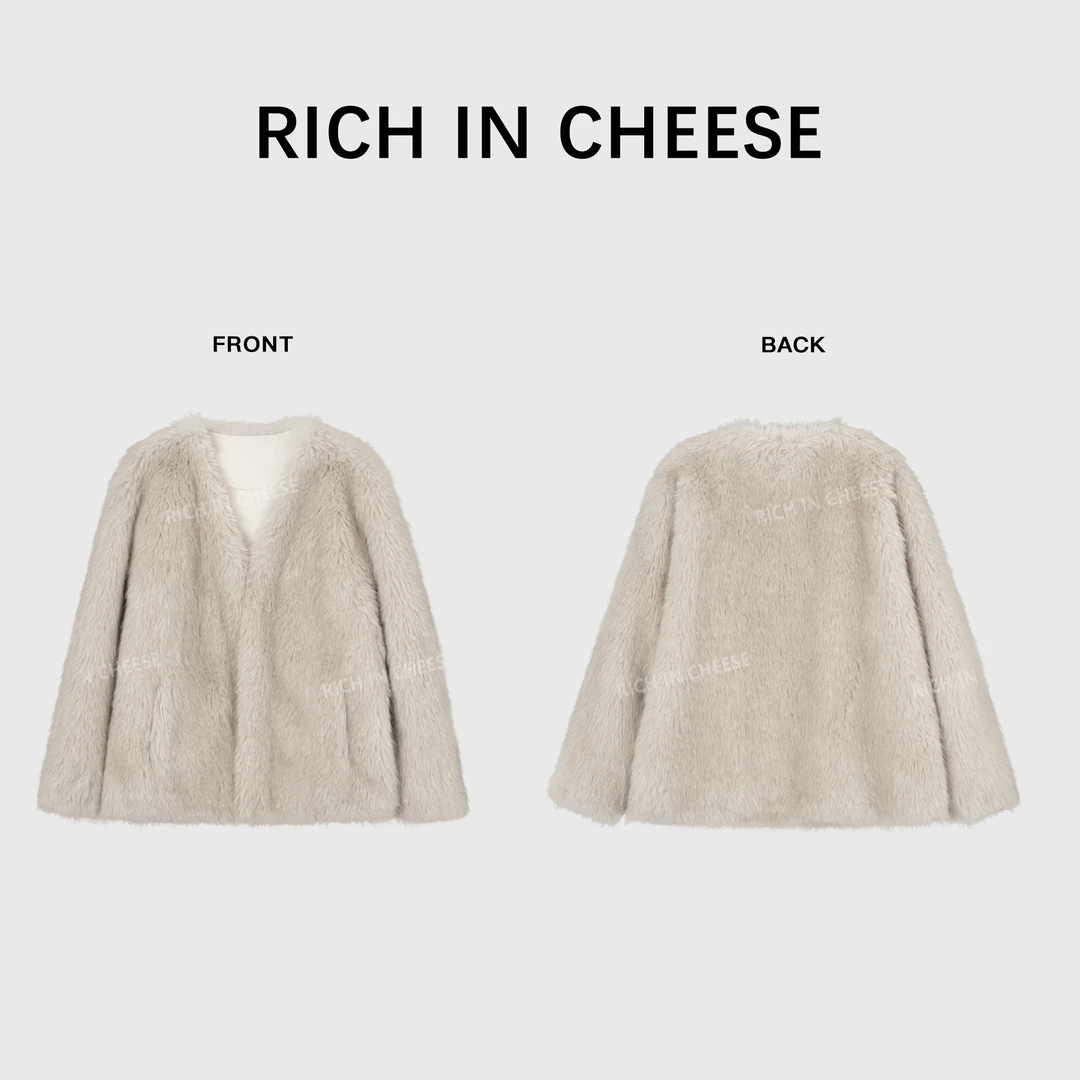 RICHINCHEESE 日光岛屿 冬季升级版环保毛百搭时尚气质毛毛外套