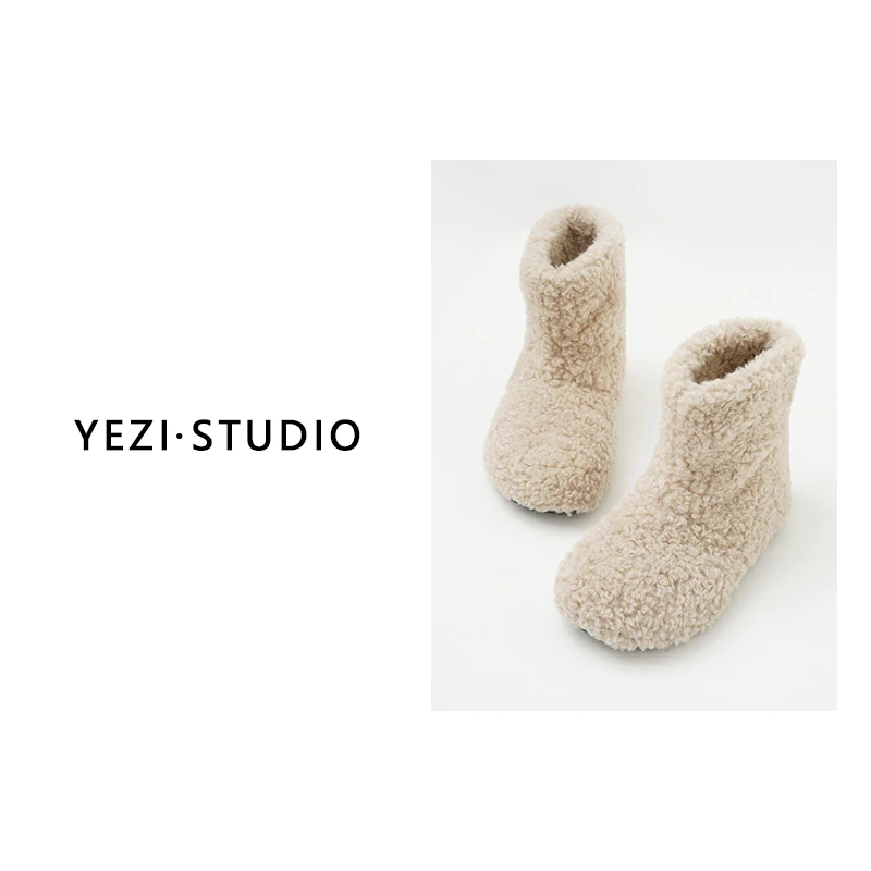 【咩咩靴】可爱圆头平底毛毛鞋加绒套筒短靴25449078
