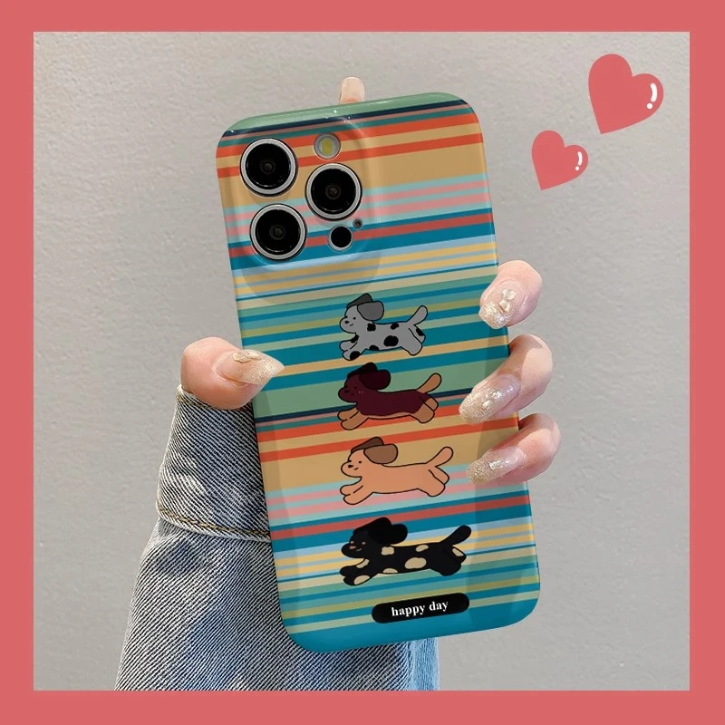 奔跑狗狗适用iPhone苹果6手机壳14promax/12/xsmax简约16pro塑料