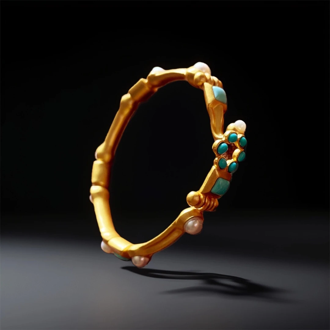 925银手镯 【H4】国韵系列 | 复刻版李静训手镯·925银镀金