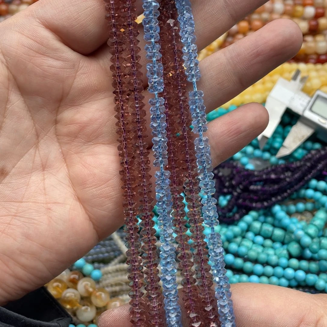 玛瑙/玉髓珠宝半成品未镶嵌打包三条5mm+水晶切面算盘