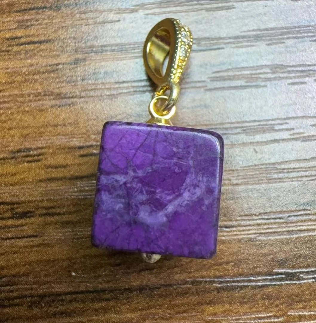 非金属珐琅吊坠 南非料-珐琅工艺-丝绒紫舒方糖吊坠经典简约款