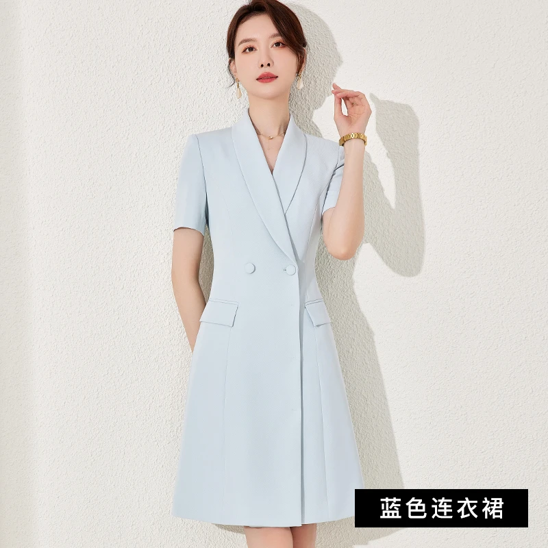 23C342职业套装女夏季气质西装连衣裙主持人正装酒店工作服C