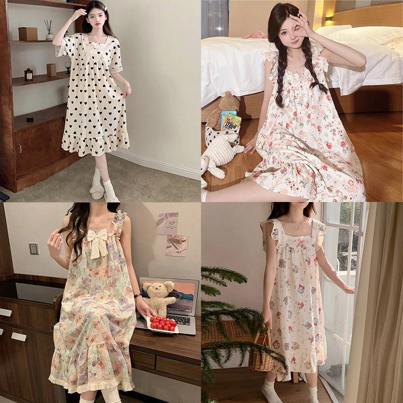 【编码A100-199】带胸垫睡裙女夏季薄款短袖睡衣家居服网红爆款