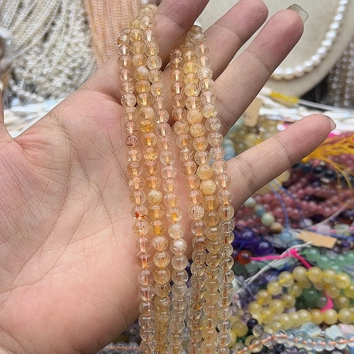 玛瑙/玉髓未镶嵌珠宝半成品一条6mm左右黄水晶