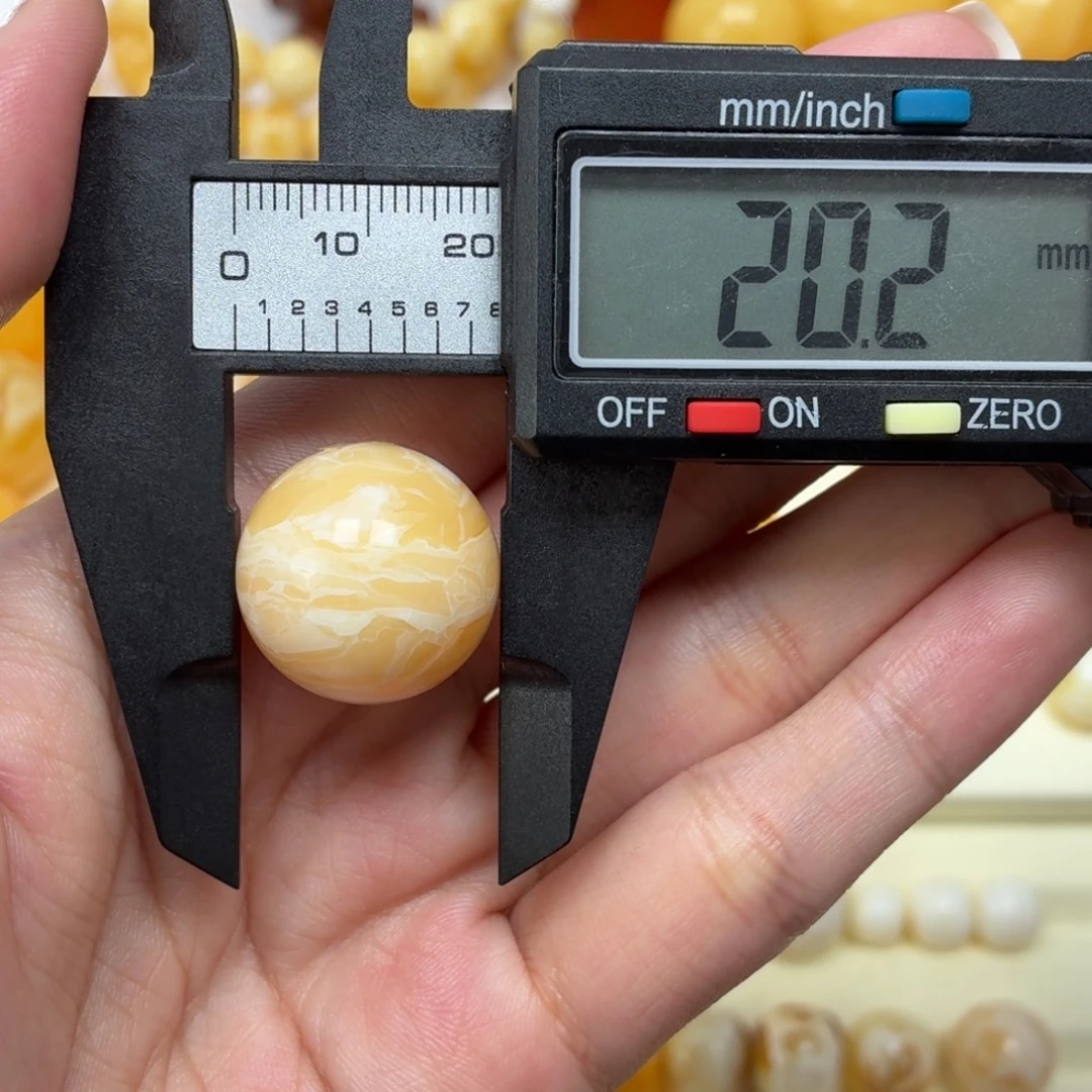 琥珀未镶嵌珠宝奇石焦皮浓橘底小虎皮纹20.2mm