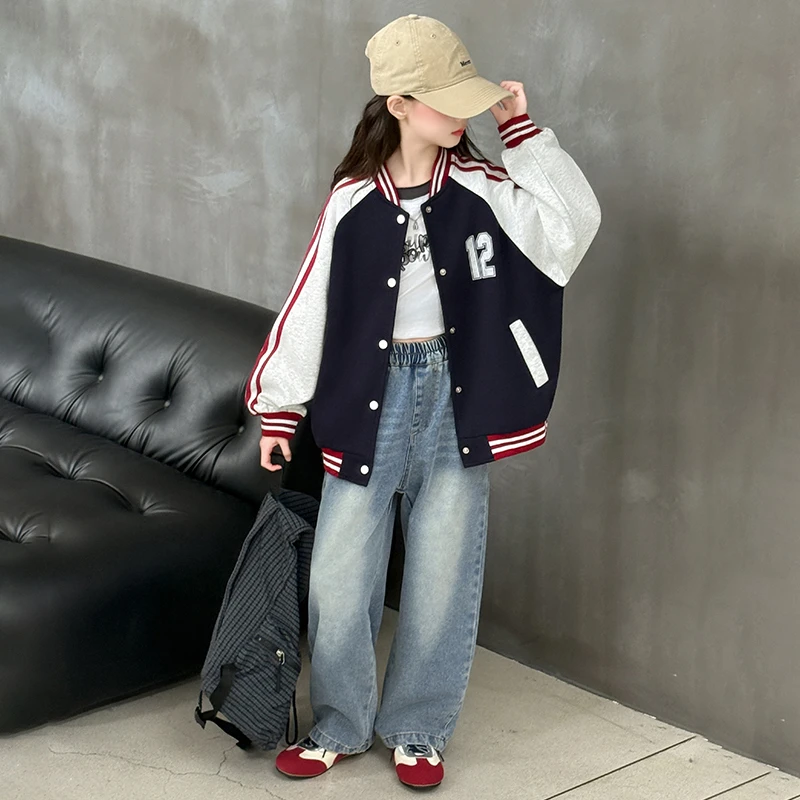 女童棒球服秋装2025新款洋气大童韩系上衣6-12岁春秋儿童炸街外套