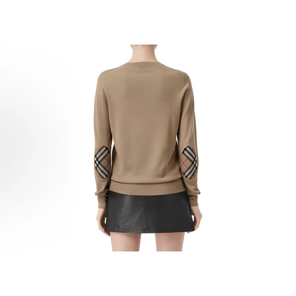 99新 BURBERRY/博柏利 浅棕色圆领长袖针织衫/XS码/C00912