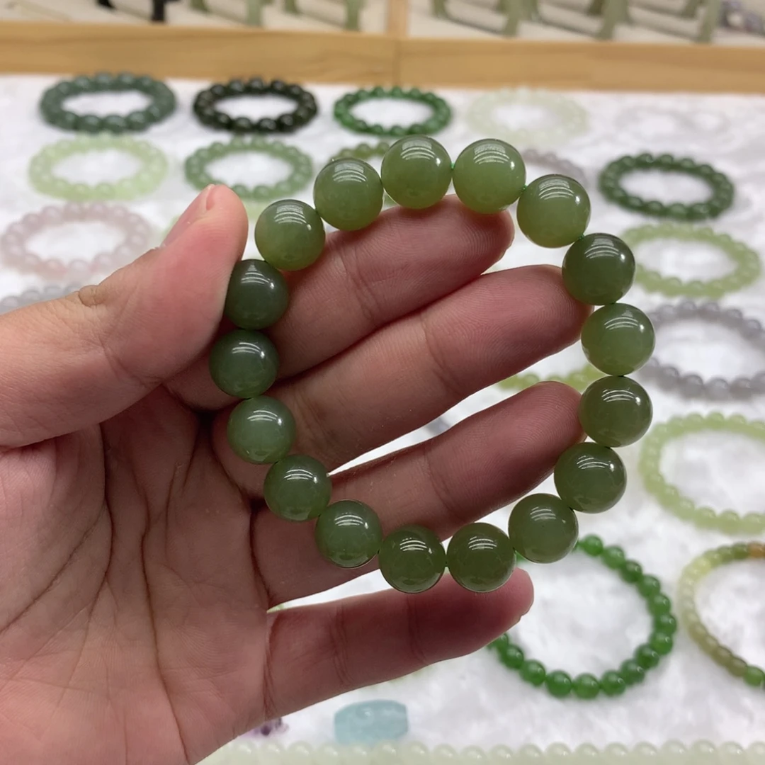 和田玉未镶嵌手串（湖水绿11.8）