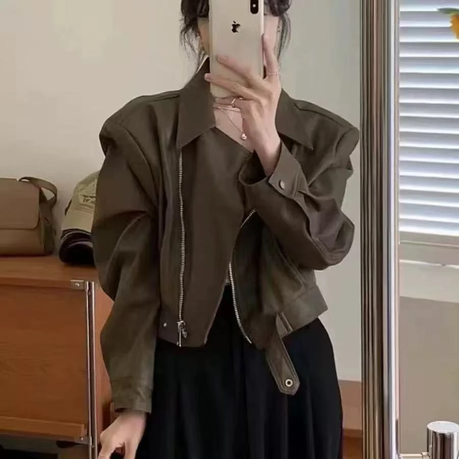 2025新款宽松短款夹克机车服外套