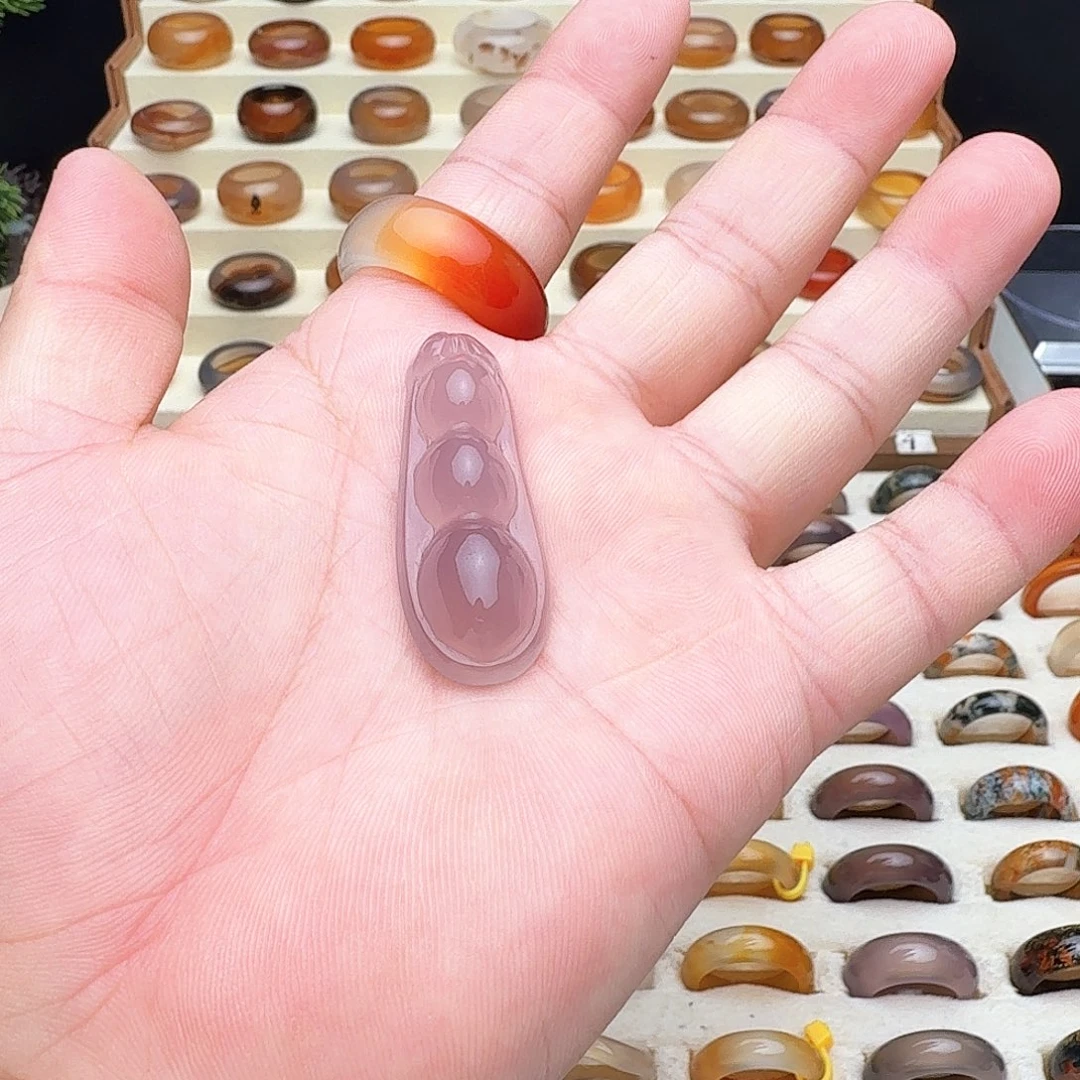未镶嵌吊坠(不含链)玛瑙/玉髓帝王紫福豆