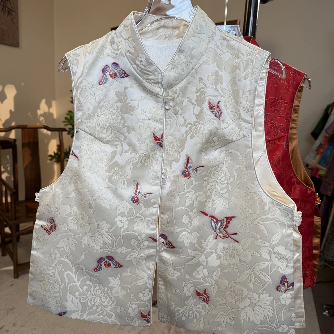 8875中国风女士蝴蝶刺绣时尚气质百搭马甲