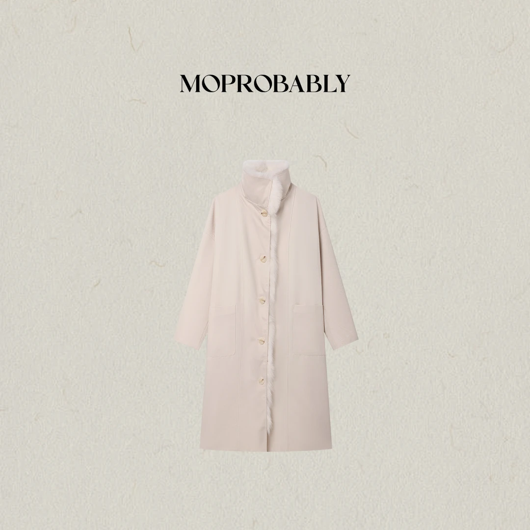 Moprobably李予诺「十里」可拆卸獭兔毛狐狸毛领皮草外套L5481091