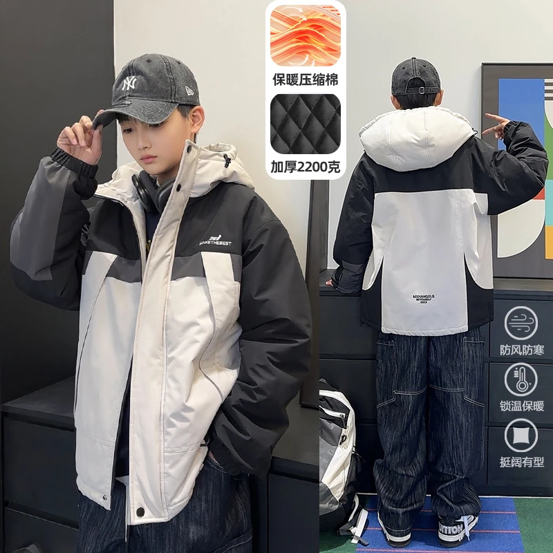 WT1397小赖家青少年夹棉外套2024秋冬新款中大童加厚外套宽松上衣