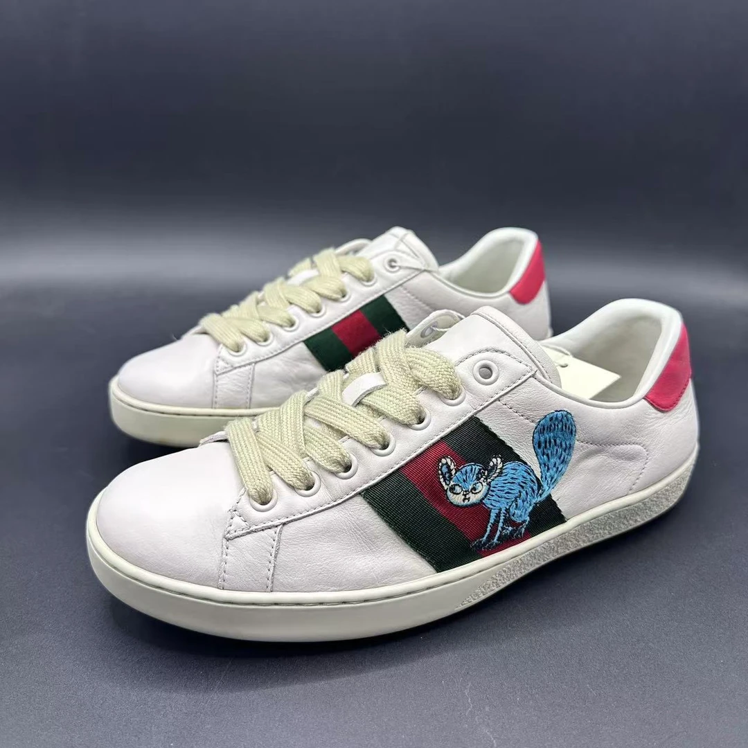95新 GUCCI/古驰 男士时尚潮流刺绣logo小白鞋39码 zy184潮鞋