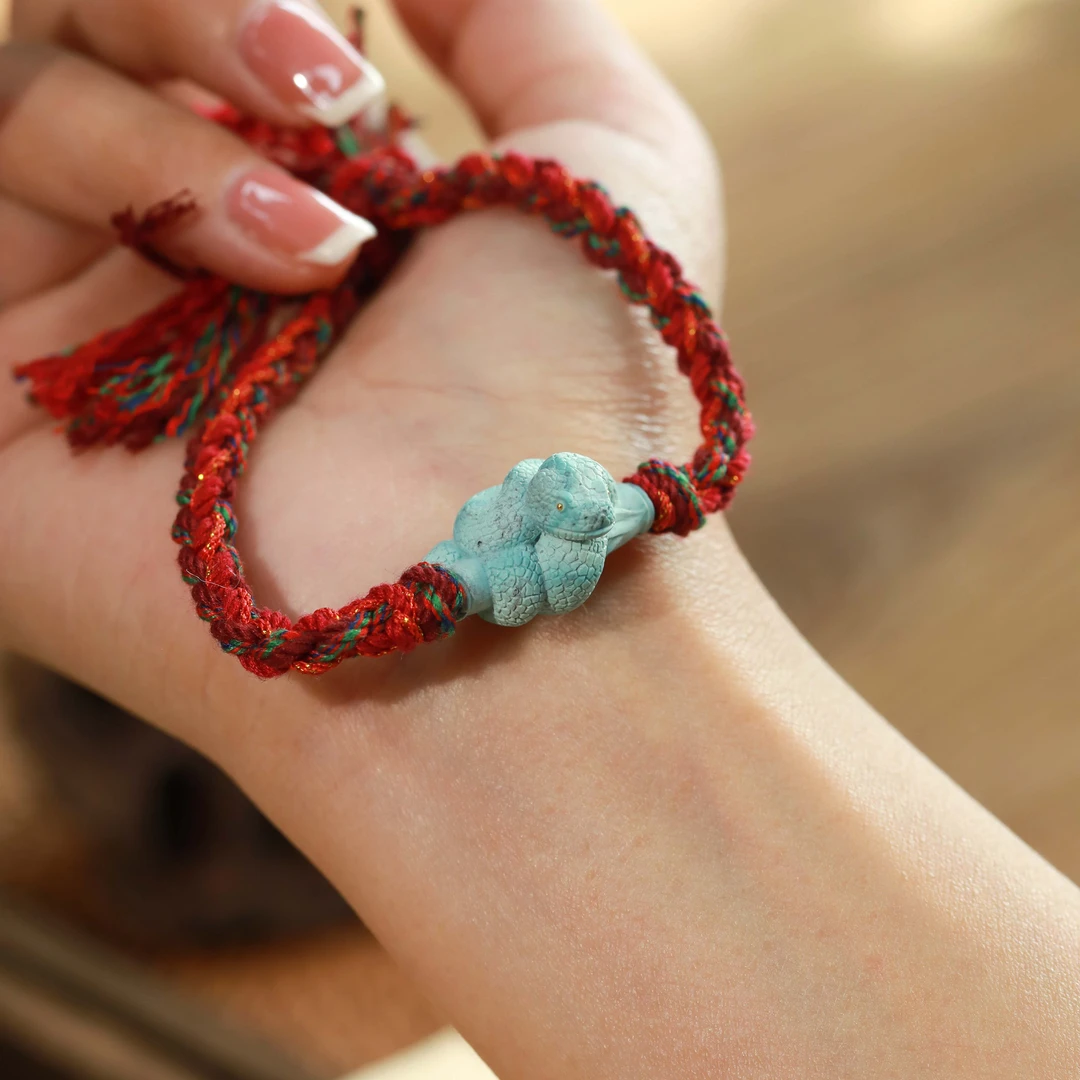 霖泽|绿松石蛇形手链复古国风时尚潮流气质百搭简约0226