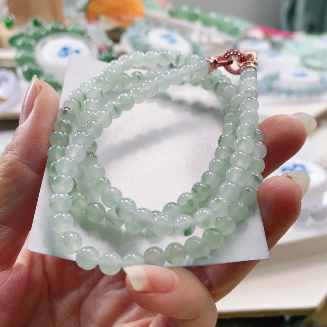 翡翠未镶嵌手链珠链5.8