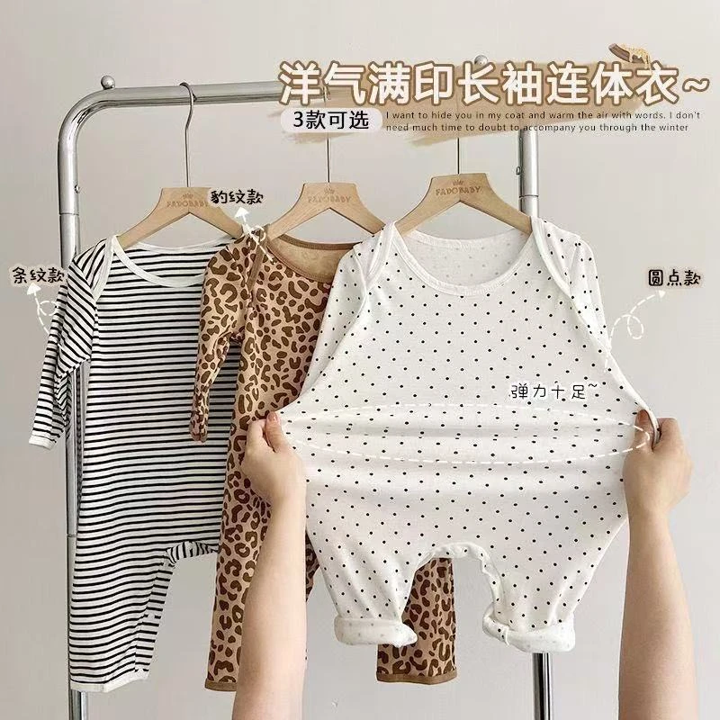 韩版婴儿长袖睡衣春秋款儿童男女宝宝长袖连体衣爬服舒适家居服