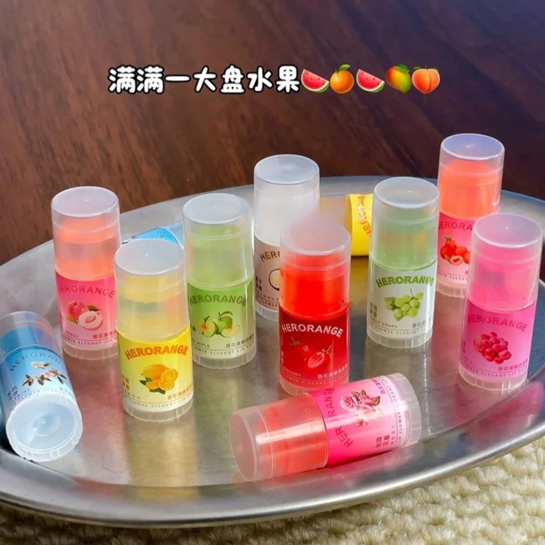 唇爱战神！果味mini润唇膏透明无色水果软糖彩色滋润保湿打底膏女