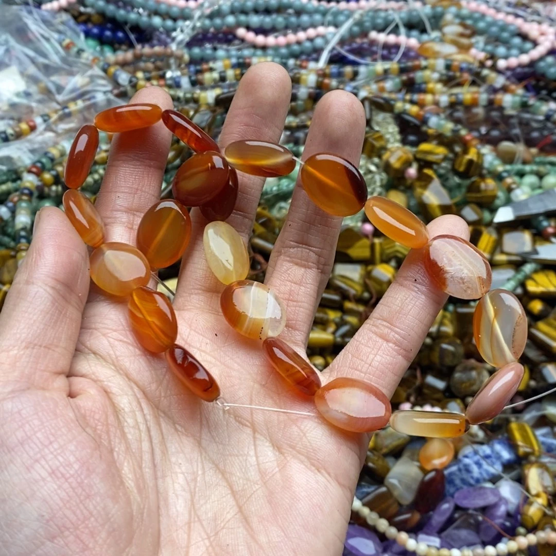 玛瑙/玉髓未镶嵌珠宝半成品一条天然红玛瑙椭圆A37