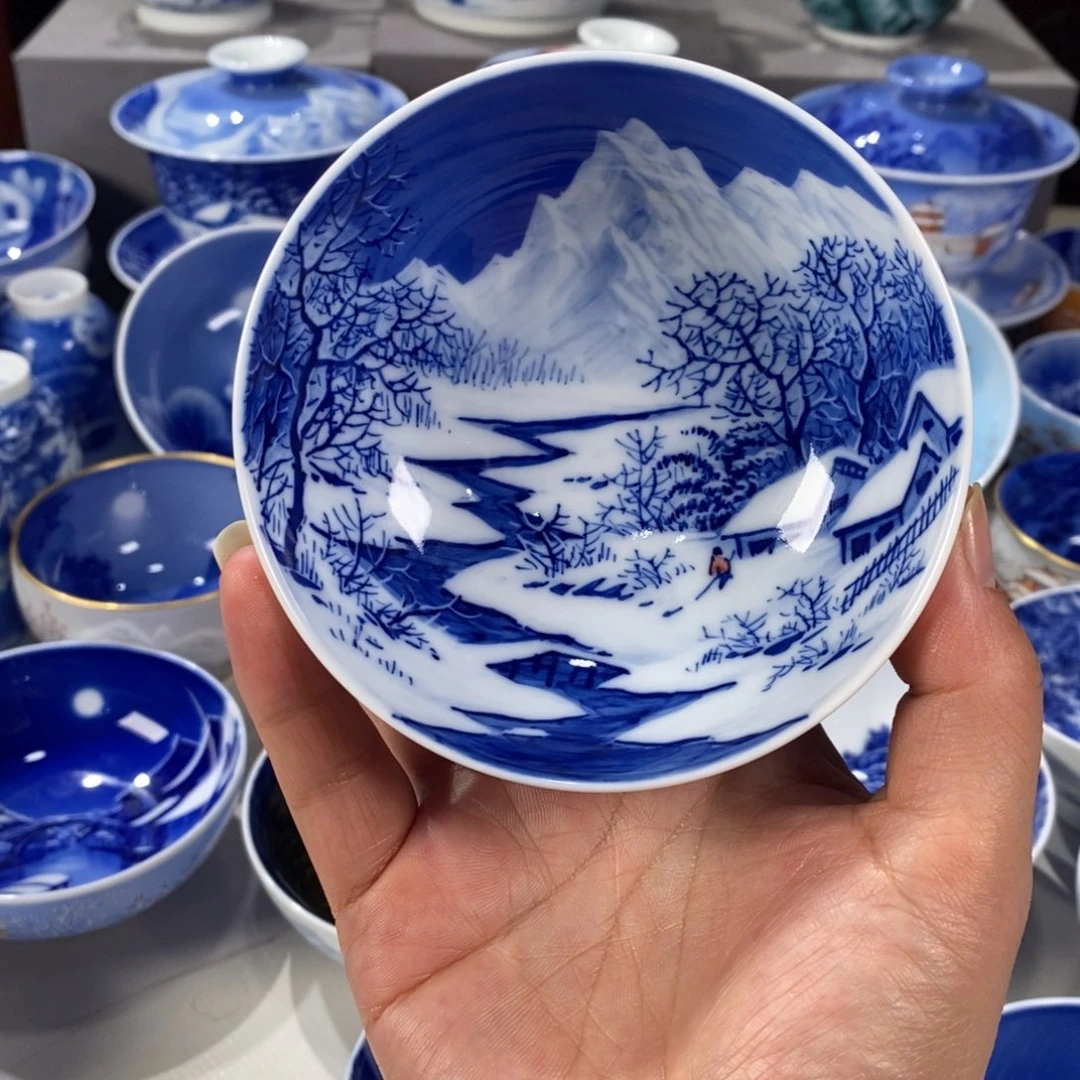 青花雪景主人杯杯