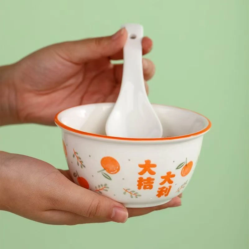 [10只装]大吉大利4.5英寸碗陶瓷餐具