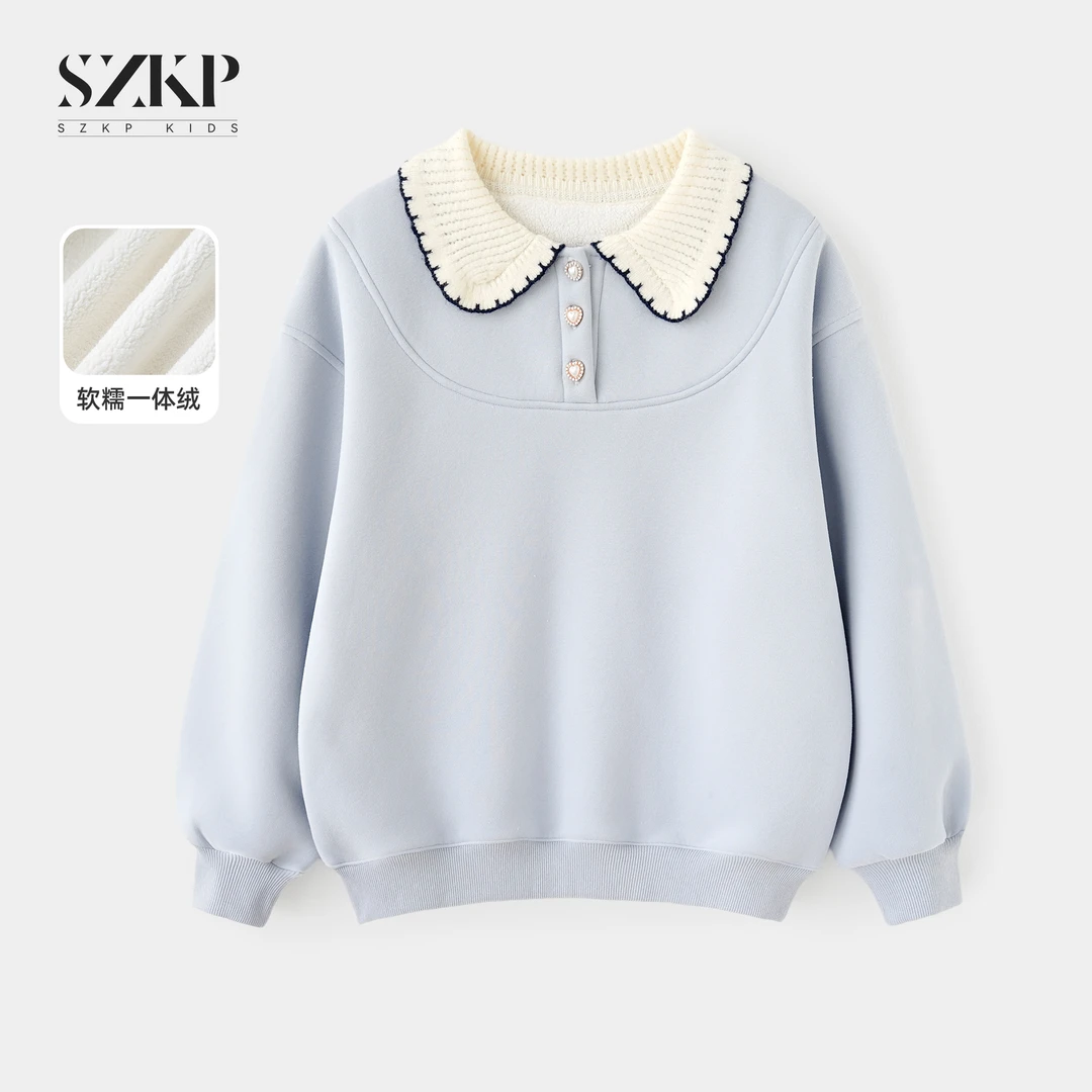 SZKP冬季新款女童保暖上衣中大童休闲洋气儿童加绒卫衣YNYD556986