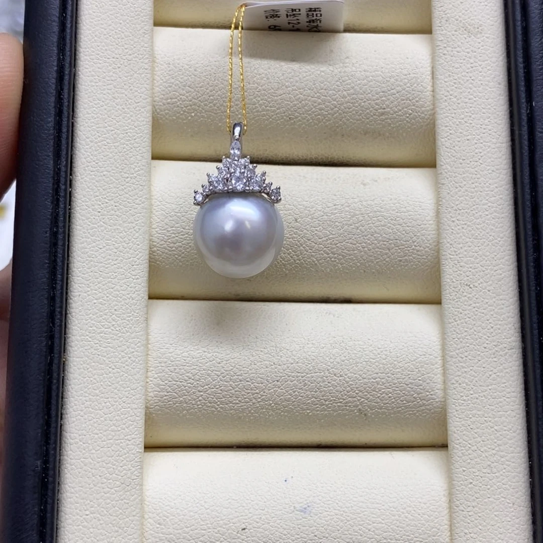 海水珍珠银S925镶嵌颈饰澳白吊坠12-13m m