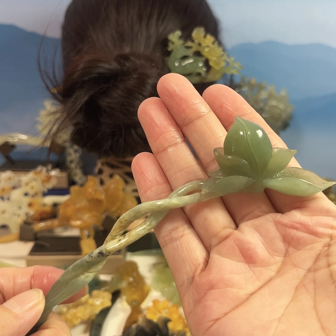 蛇纹石玉合金发饰