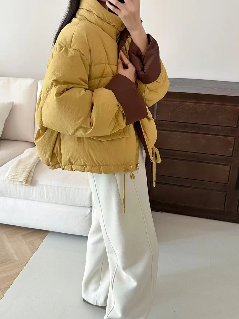 蜜柚家 冬款撞色拼接面包服羽绒服