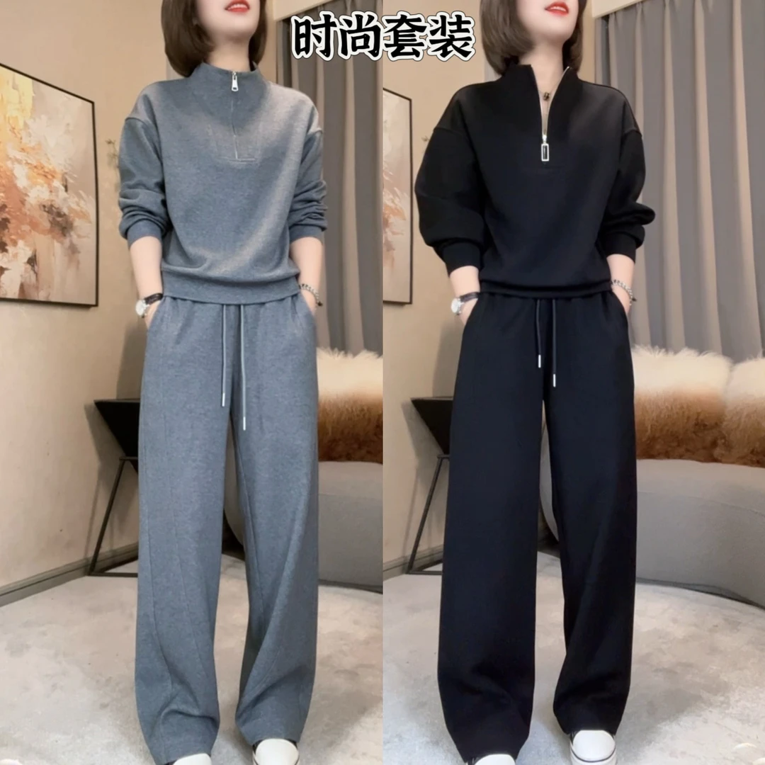 《一雅》2025春秋新款休闲时尚显瘦遮肉运动套装306套装