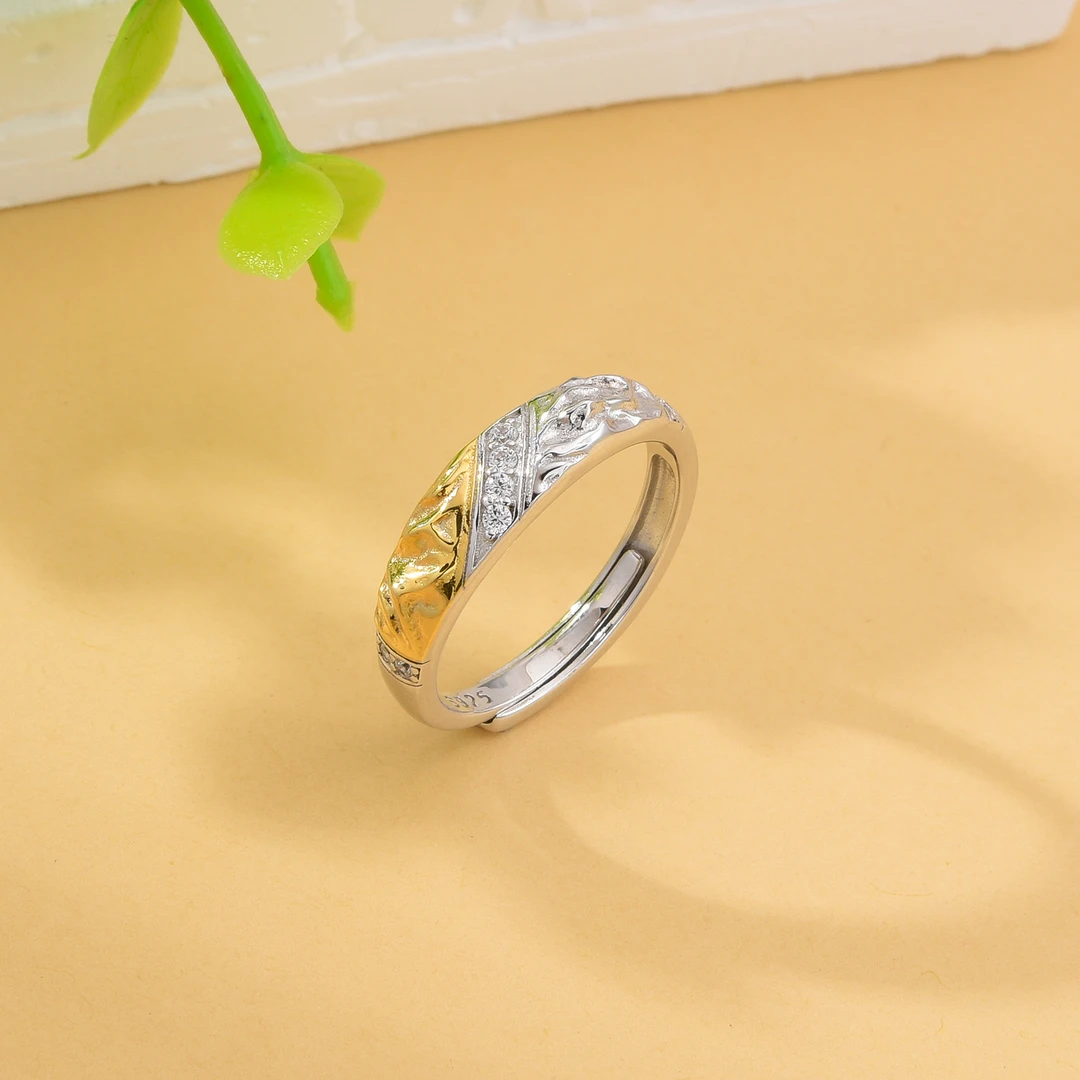 925银戒指 【婉葶珠宝】金山银山戒指（赠礼盒包装）