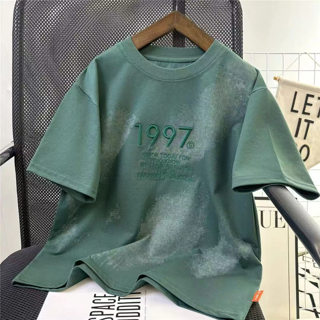 502972男童T恤2025新款短袖圆领潮酷洋气上衣中大童渐变韩版半袖
