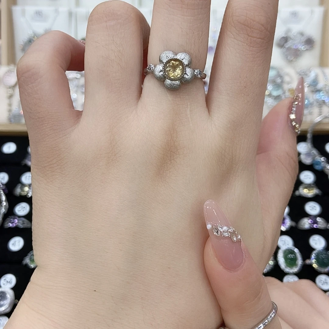 ❀***.银S925镶嵌戒指黄晶