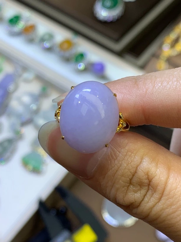 蛋面戒指2.10天然A货翡翠