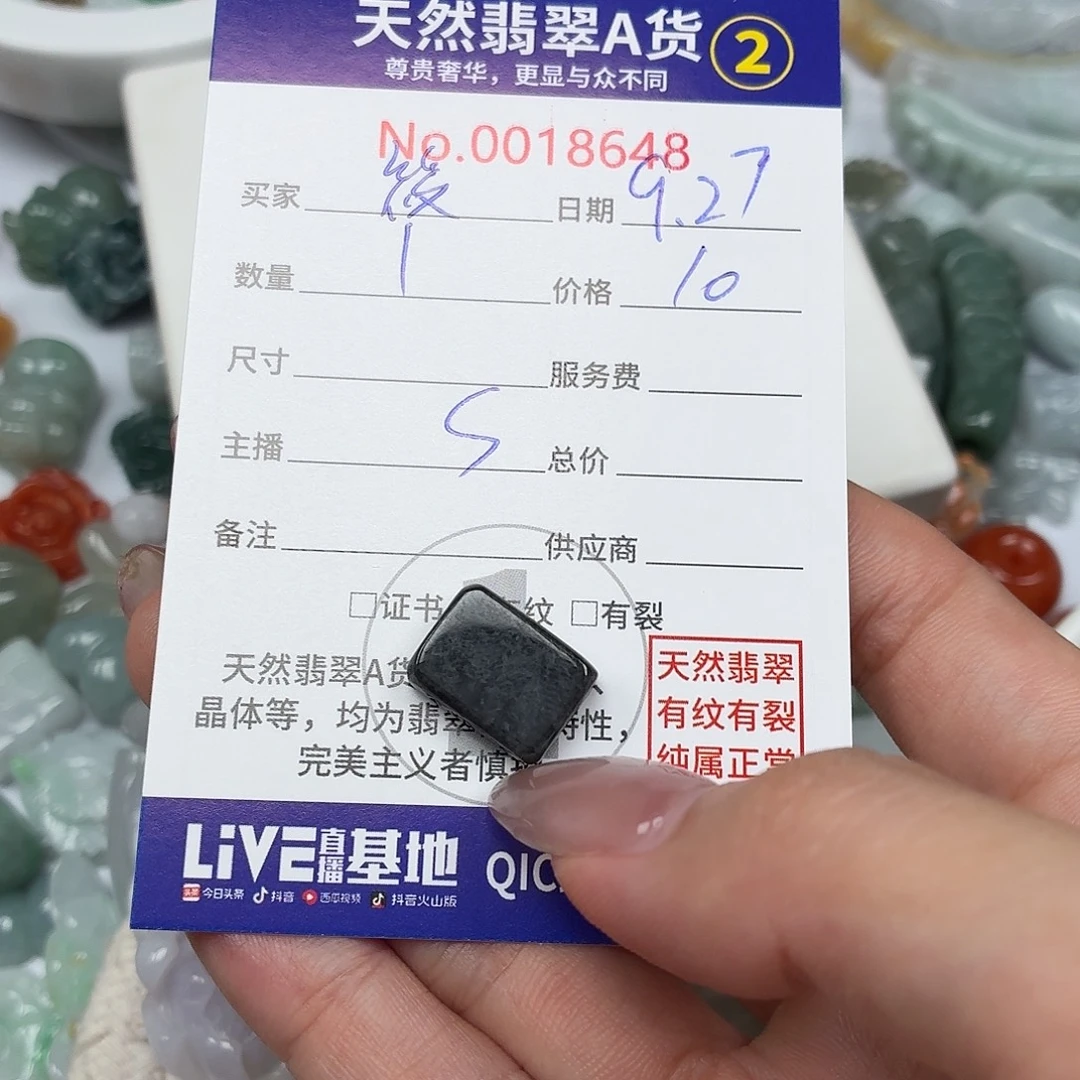 筱***工翡翠未镶嵌颈饰35