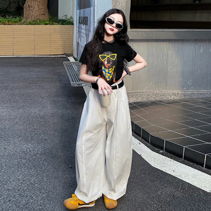 女童套装6-12岁潮款长裤两件套夏季洋气时尚儿童休闲阔腿宽松夏装