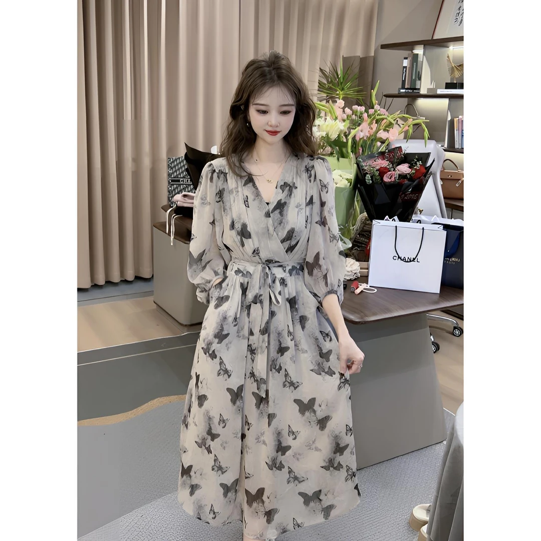 中国风连衣裙女装显瘦气质夏季法式收腰长款宽松连衣裙春夏