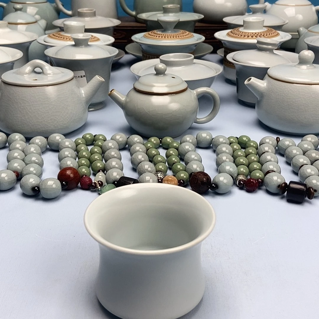 t***u杯微微瑕仿古釉月白马蹄杯原矿原釉原产地