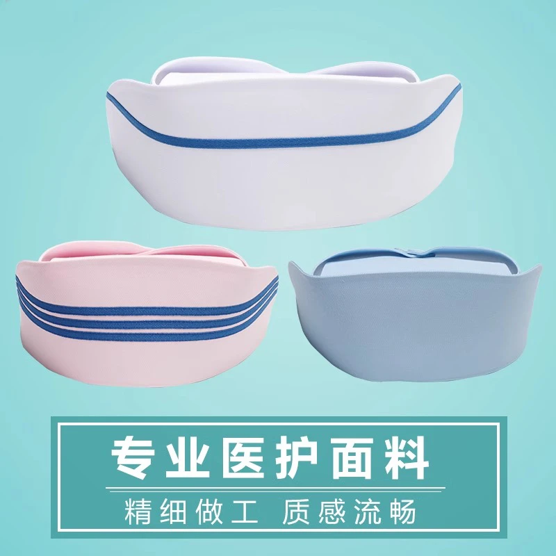 护士帽子白色女士加厚加杠燕尾帽粉色蓝色涤卡工作服帽