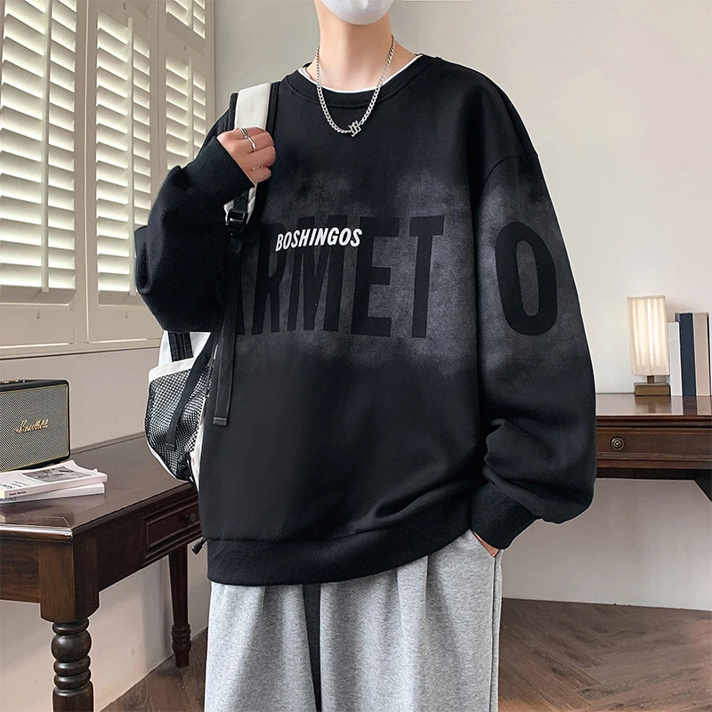 【加绒可选】卫衣秋冬男士大码运动卫衣男士宽松型长袖百搭上衣圆领