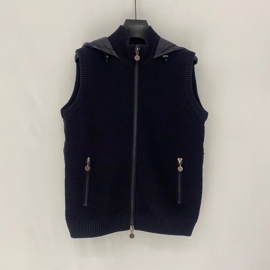 DITE/迪特  不同面料拼接藏蓝色羽绒马夹 2461002