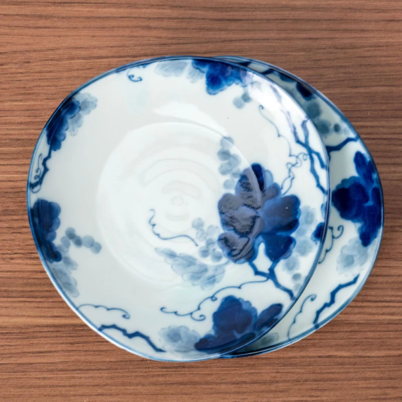 美浓烧日本进口陶瓷小碟两个日式家用餐具釉下彩葡萄纹高颜值味碟