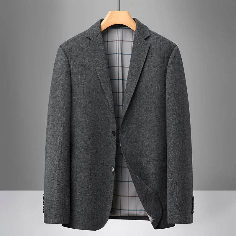 大码男士高档商务秋季新款修身暗纹休闲小西装西服上装