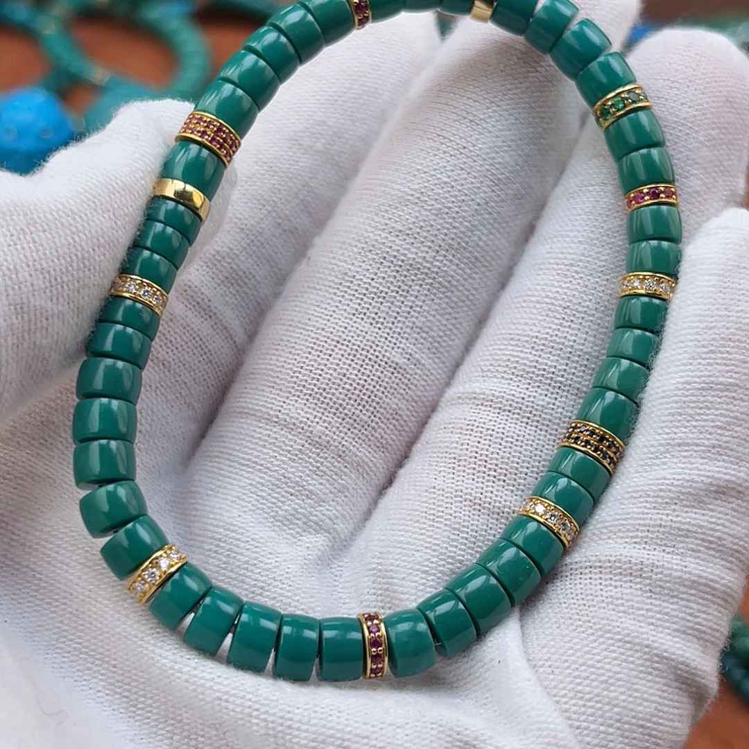 绿松石18K金镶嵌珠宝奇石