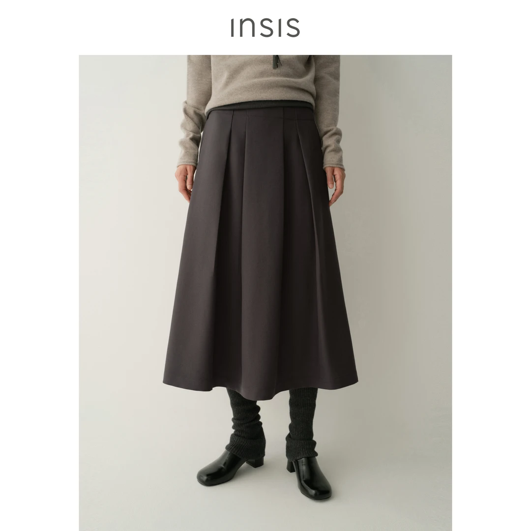 INSISFEMME腰宽褶裥伞裙FN25412505