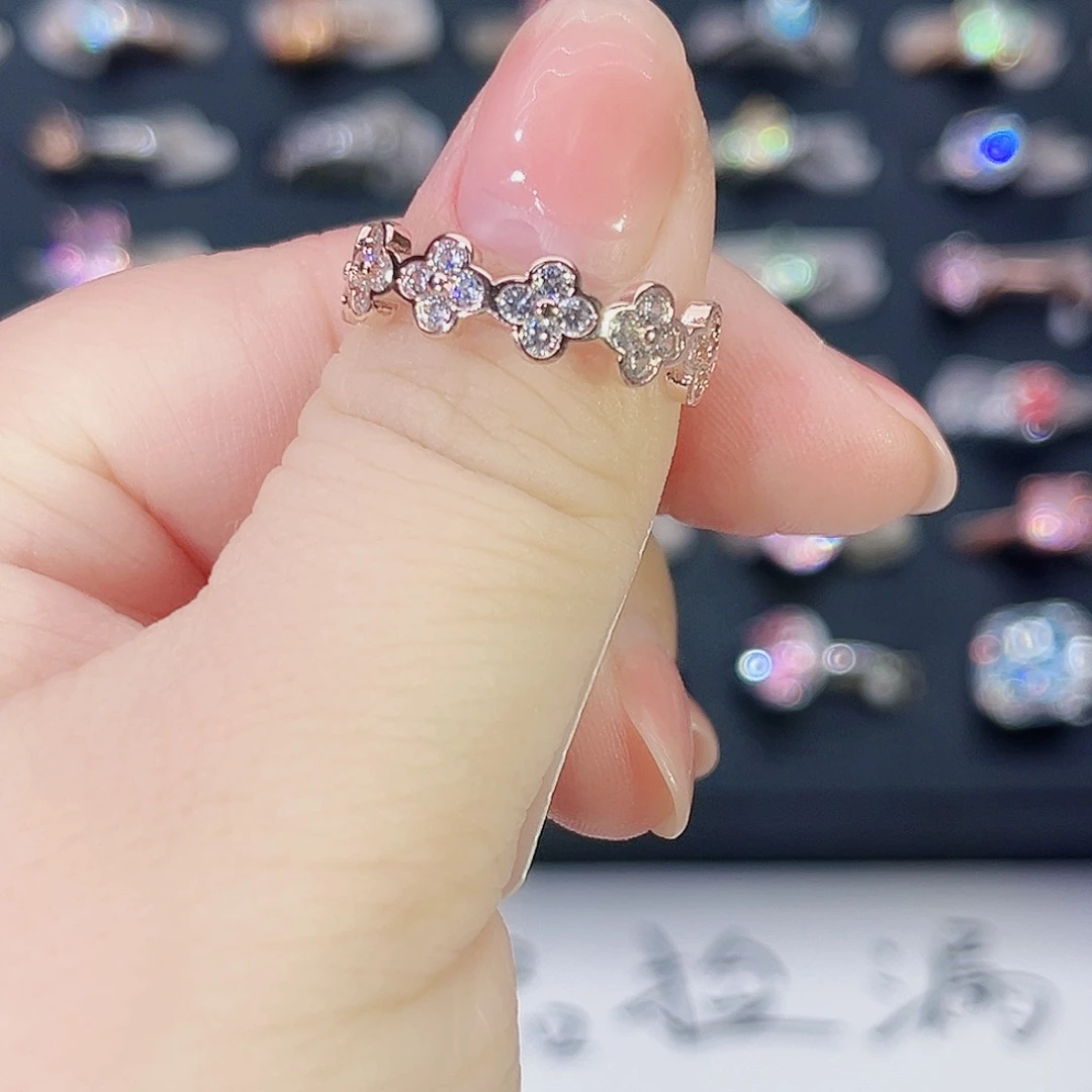 莫桑石非金属SH K枚四叶草排戒