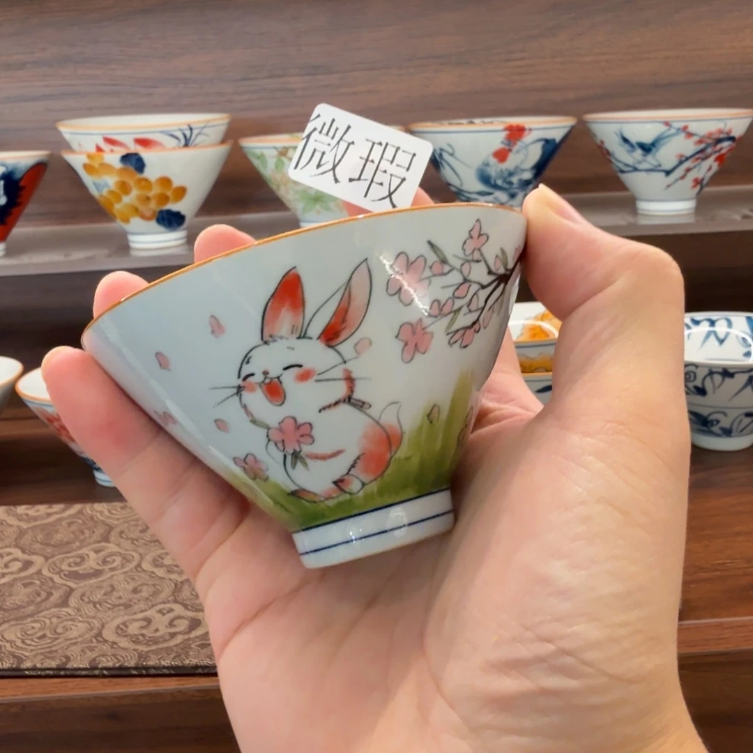 釉下手绘茶具微瑕